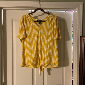 Boutique top with yellow chevron print